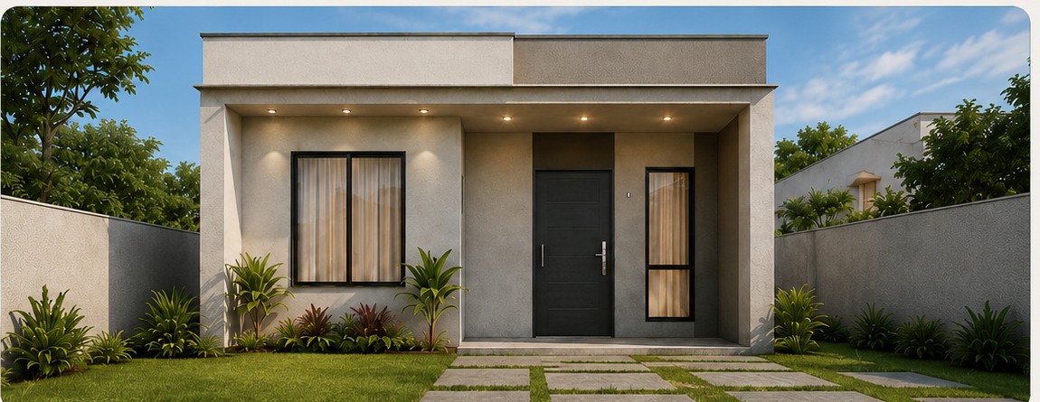 Projeto residencial com imagens externas em 3D