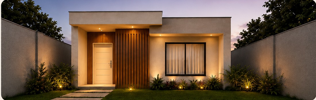 Projeto residencial com visualização arquitetônica